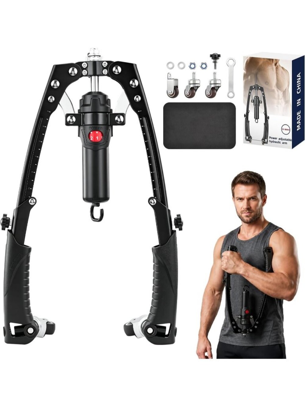 3 in 1 Hydraulic Power Black Twister Arm Trainer Chest Expander Ab Roller